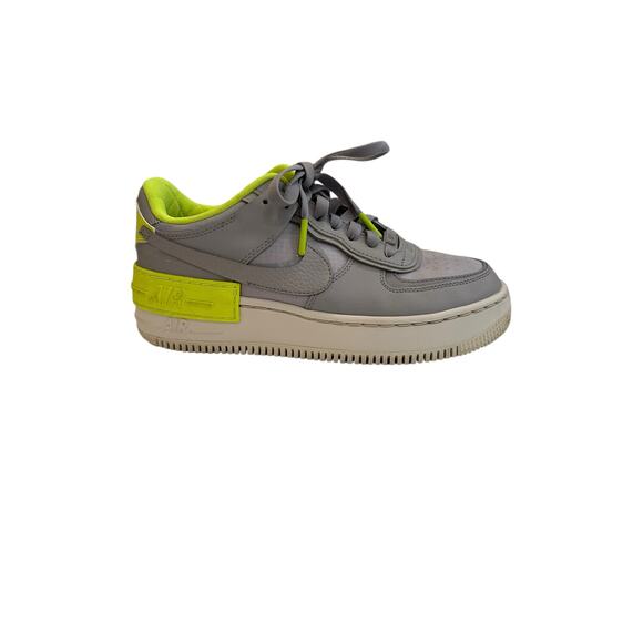 Nike Air Force 1 Shadow Atmosphere Grey Neon Green Reflective Logo Sneaker  8 - Picture 1 of 12